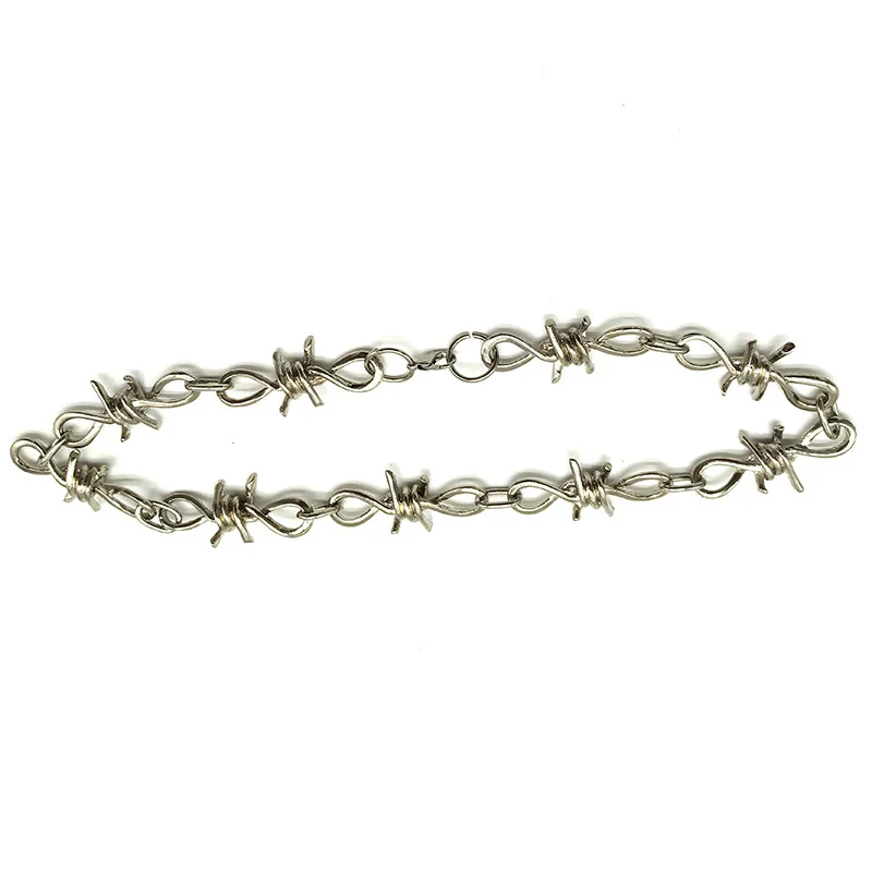 

2019 New Handmade Men Women Unisex Chain Thorns Spur Necklace Heavy Duty Padlock Choker Metal Collar