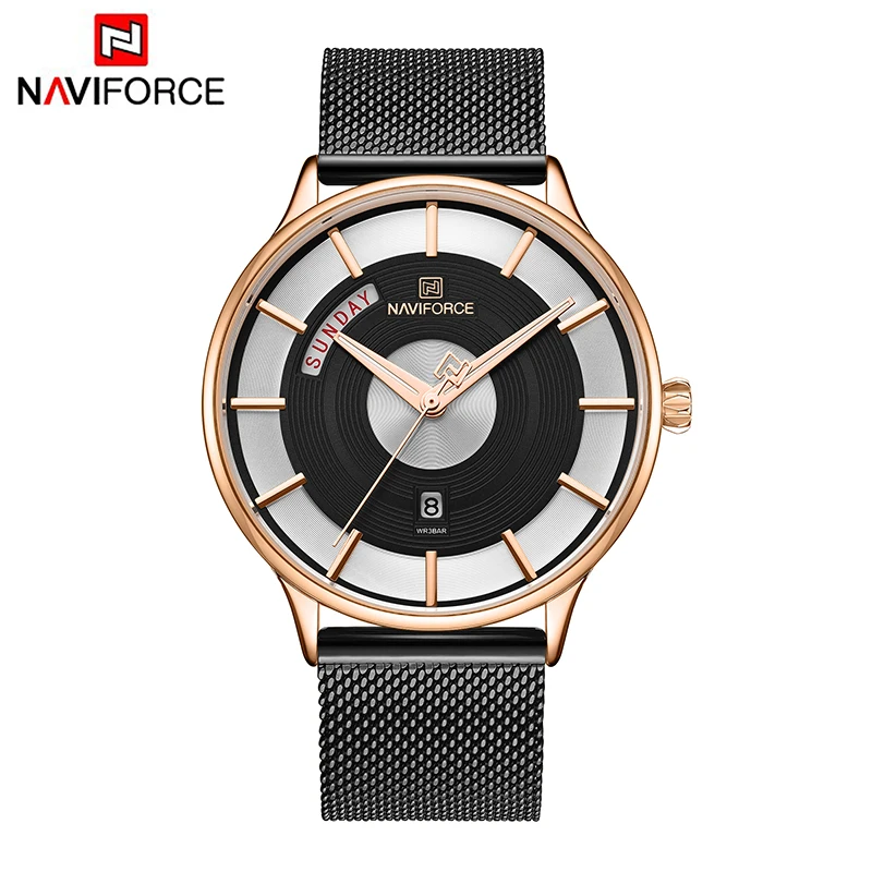 Новинка NAVIFORCE мужские часы спортивные часы сетчатые стальные Дата водонепроницаемые армейские кварцевые часы простые часы Relogio Masculino 3007 - Цвет: RGB