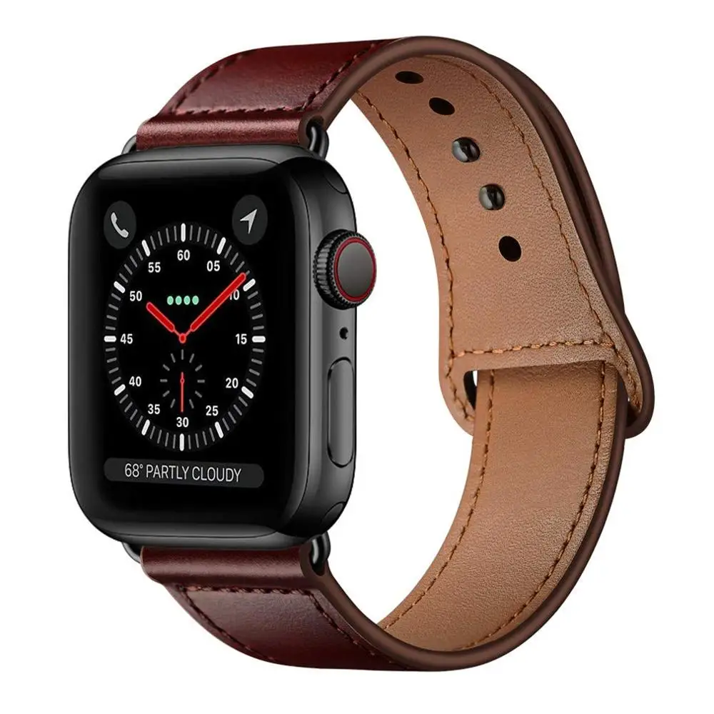 Reddish Brown Кожаный ремешок для наручных часов Apple Watch 38 мм 40 мм 42-44 мм, Apple Watch сменный Ремешок Браслет для наручных часов iWatch, браслет Series 5/4/3/2/1 - Цвет ремешка: Reddish Brown
