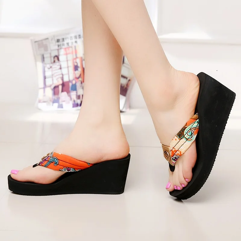 Женские Вьетнамки в богемном стиле с принтом повседневные женские шлепанцы