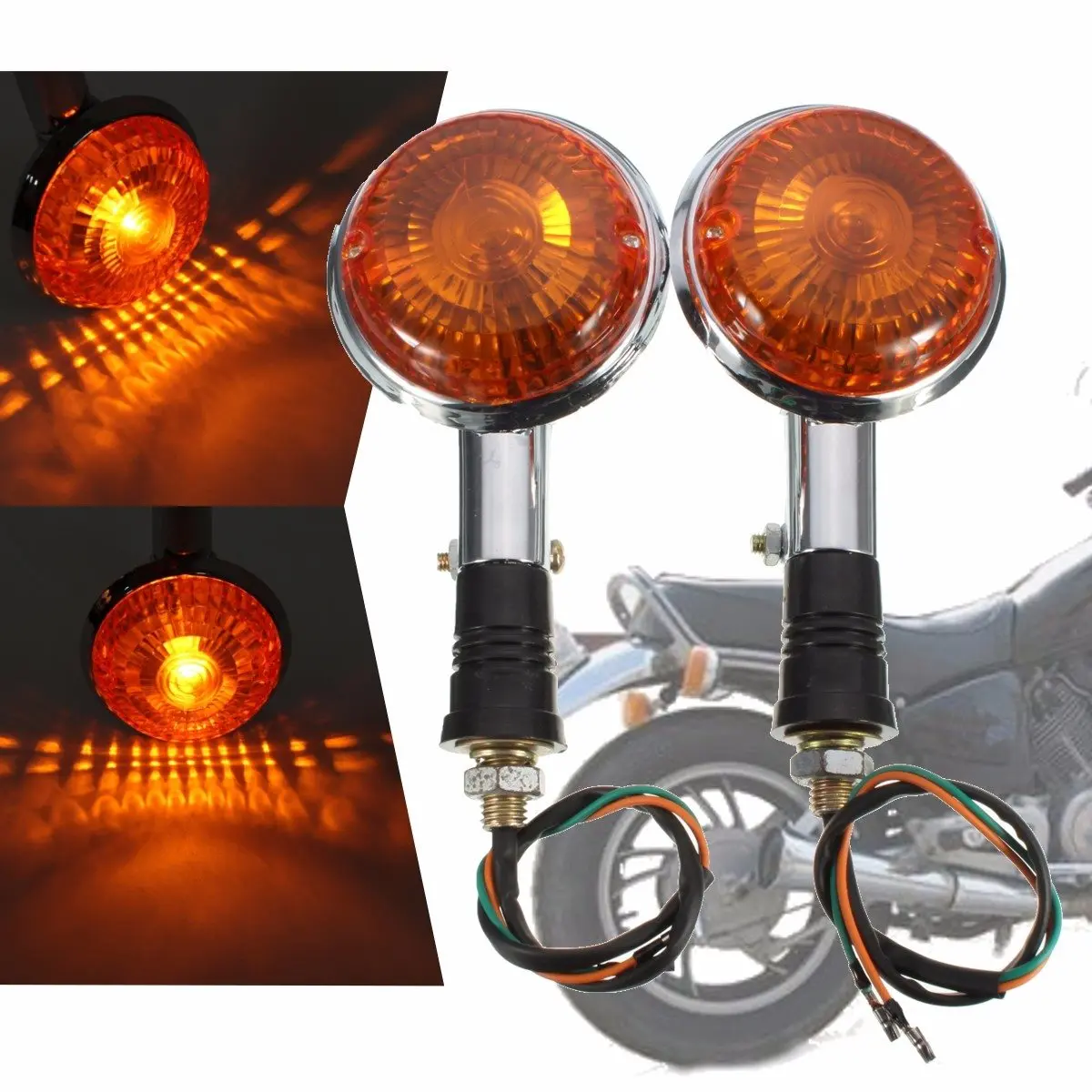 

2pcs Amber Lens Motorcycle Turn Signal Indicator Light Front Rear Flasher Blinker Light For Yamaha Virago Maxim V-Max