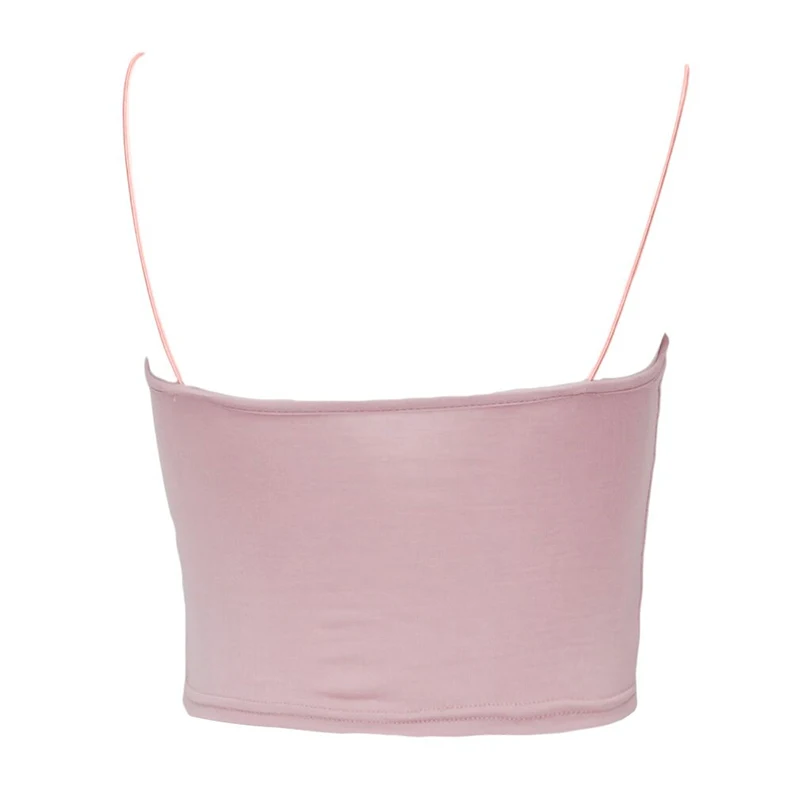 pink Модная Летняя женская майка, однотонная Базовая жилетка, плоская вязка, тонкая резинка, короткая секционная тонкая майка, женская одежда - Цвет: pink