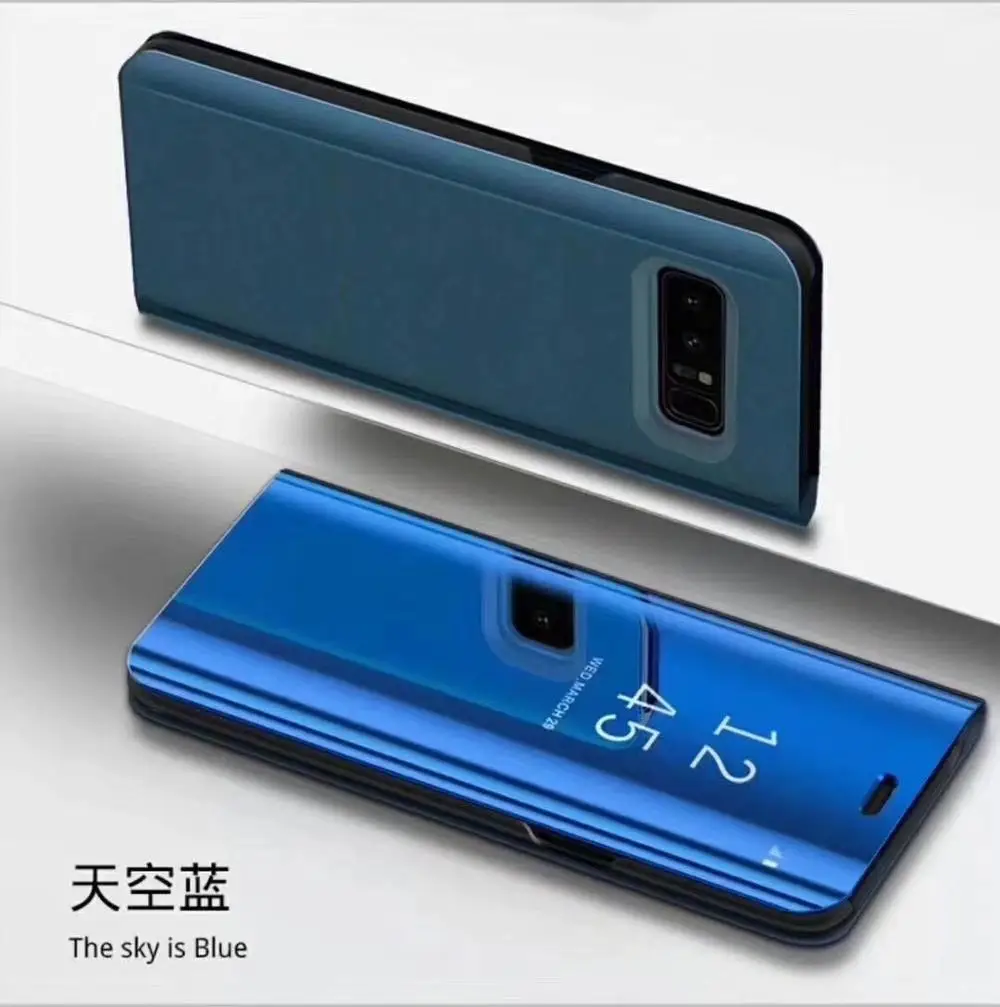 Новинка для Samsung Galaxy S8 S8+ плюс Clear View из лакированной кожи(полиуретан) с откидной крышкой с функцией подставки крышка - Цвет: blue