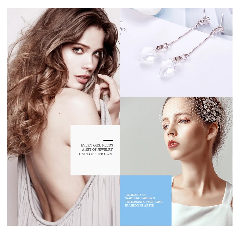 CDE серьги из стерлингового серебра 925 пробы, украшенные кристаллами от Swarovski геометрические Висячие серьги для женщин ювелирные изделия из стерлингового серебра