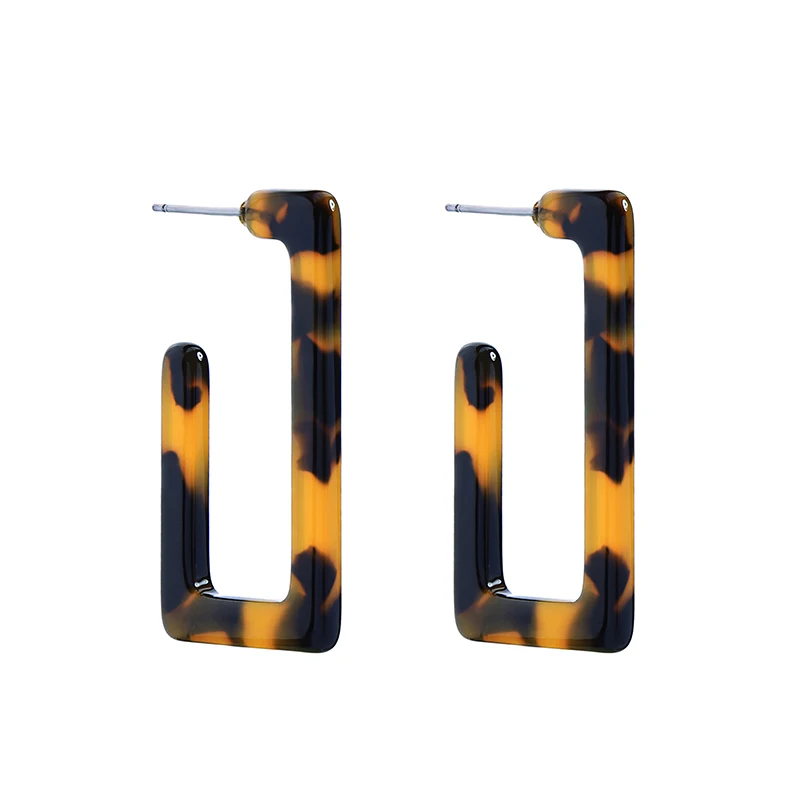 

Joolim Trendy Green Tortoise Rectangle Hoop Earring European Earring Wholesale