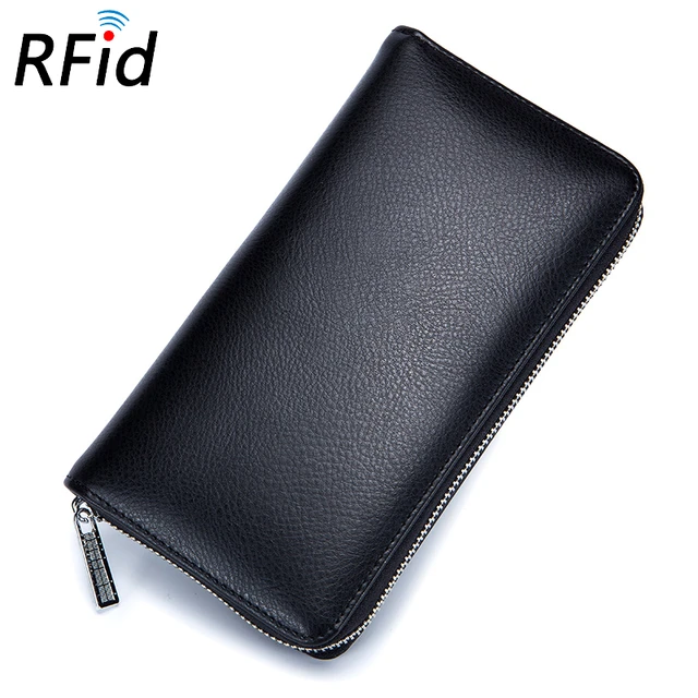 Anti Theft Women&Men Wallets Genuine Leather Unisex Passport Cell Phone Wallet  RFID Blocking 36 Card Holder Credit Card Purse - AliExpress