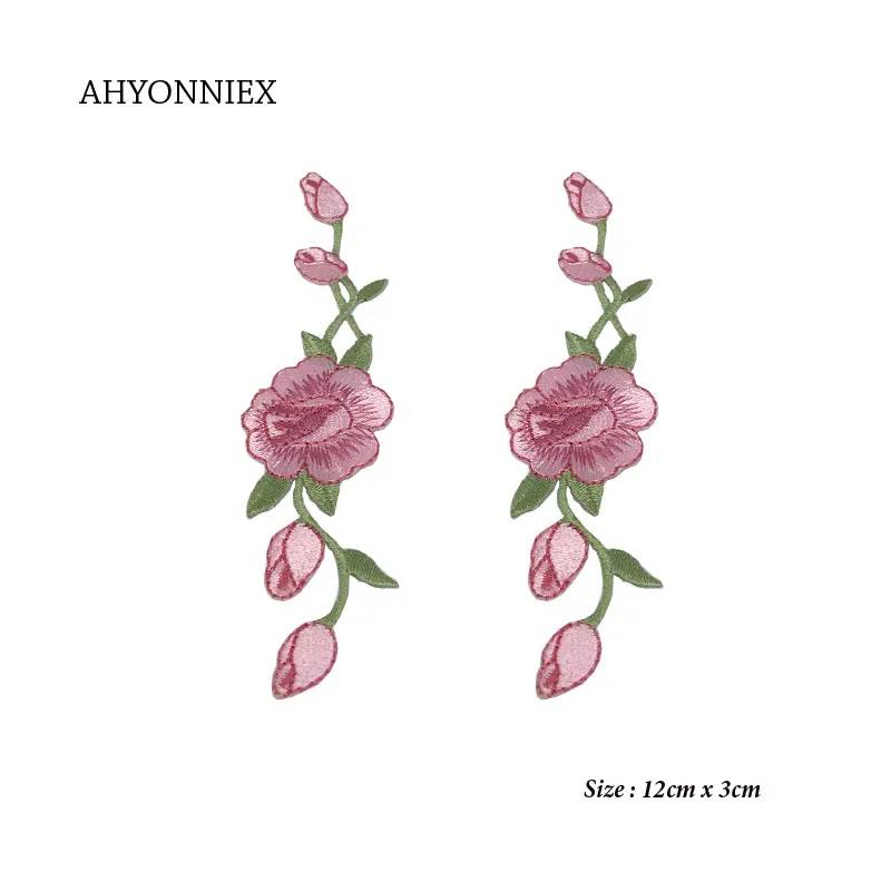 AHYONNIEX 2 шт./лот вышивка красный черный белый розовый цветок розы патч для одежды утюг на патч для обуви куртка наклейки MU001