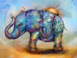 Алмазная живопись Красочный Слон полный Круговой Алмазная вышивка крестиком горный хрусталь 2019 Картина Декор подарок