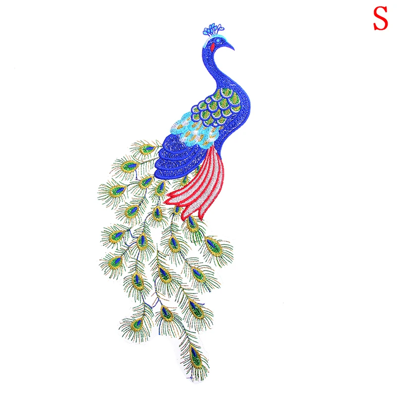 1pcs DIYColorful Sequins Peacock Embroidery Fabric Large Applique Patch African Lace Sew Dress Cloth Decorate Accessory