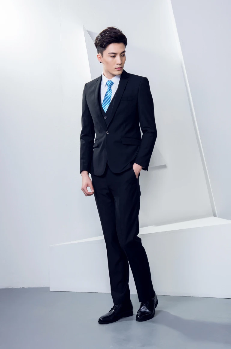Black Business Suit Groom Tuxedos Wedding Suits 2 Pieces (Jacket+Pants) Suit Slim Fit for Men Notch Lapel Maturation Latest New
