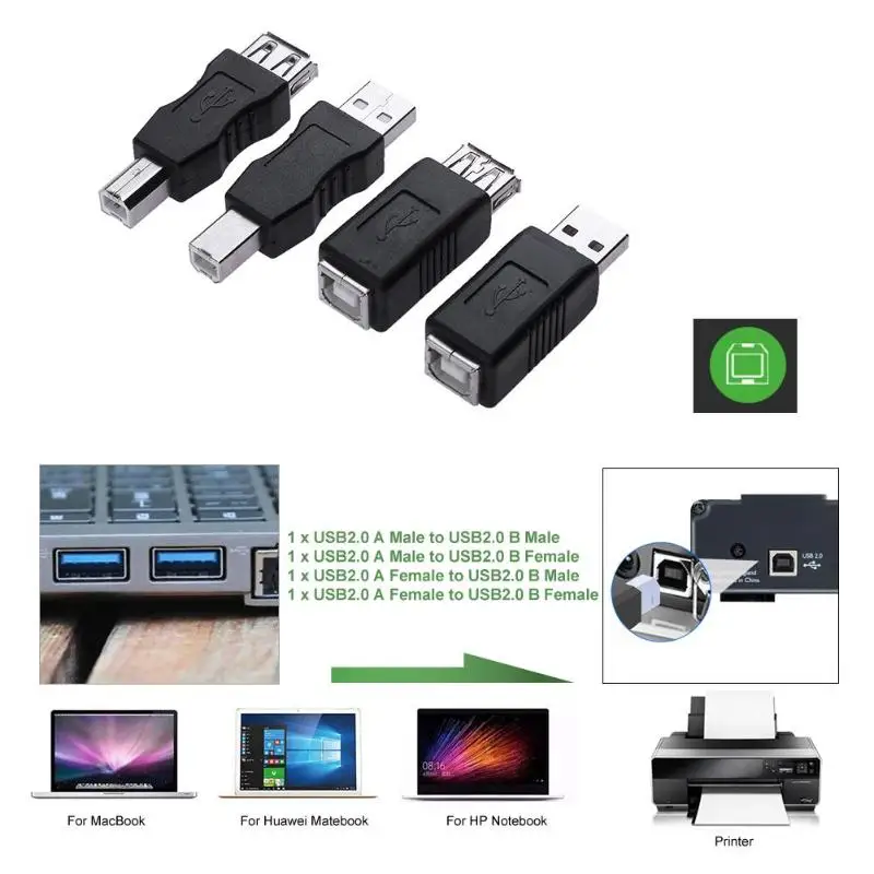 4 шт. принтер USB разъем USB 2,0 Тип A Женский к USB B Мужской адаптер пол смены соединителя конвертер