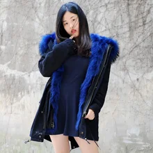 CX-G-P-12C Для женщин настоящий пуховик с мехом лисы зимняя опушка из лисьего меха куртка-парка пальто с мехом енота Куртка с воротником