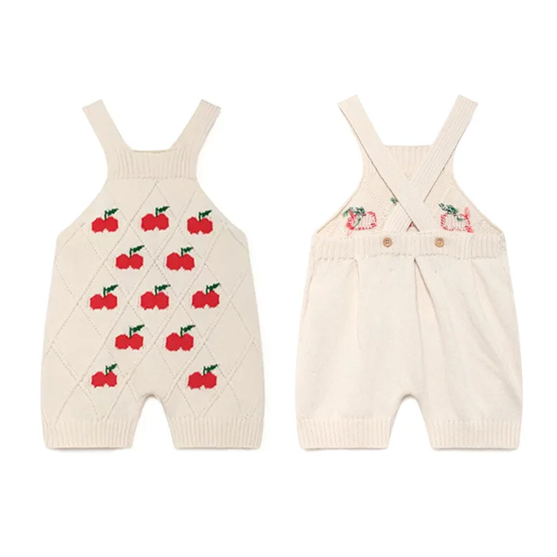 Ins European&America Infant Baby Girls Knitted Cotton Overalls Sweet