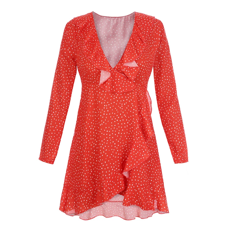 Polka-dot-imprim-boho-robe-Boh-me-chic-femmes-profonde-v-neek-ruches-robe-courte-Wrap (4)