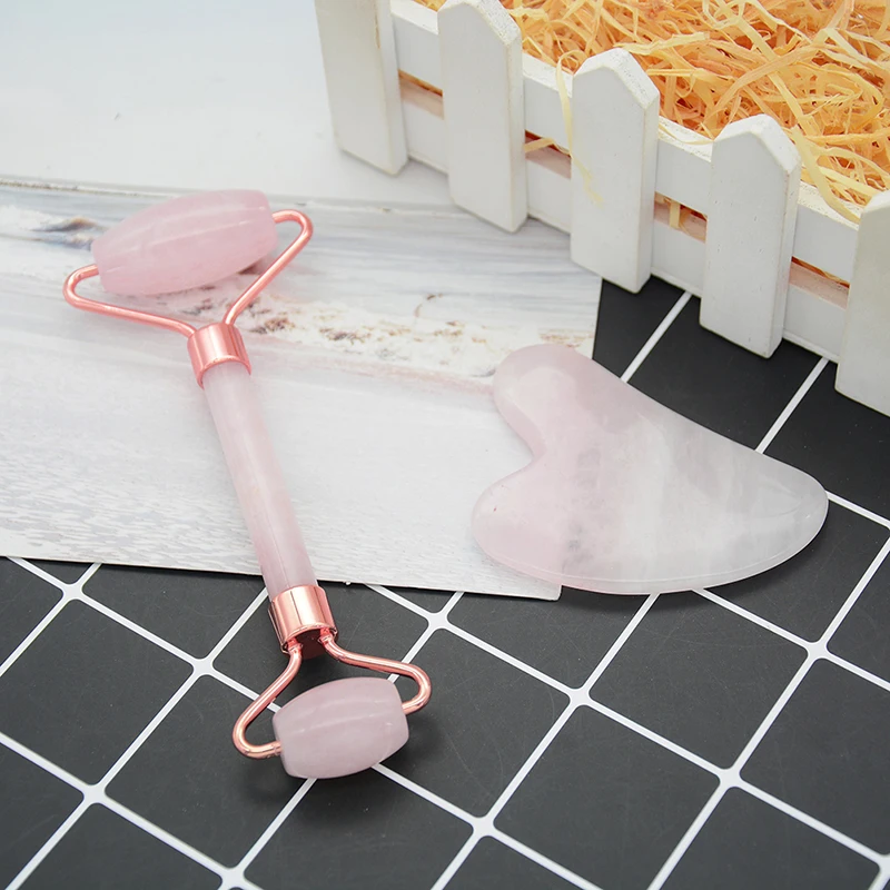 1PC Natural Rose Quartz Gemstone Crystal Gua Sha Board Health Beauty Body Care Scraping SPA Massage Stone 3 Style