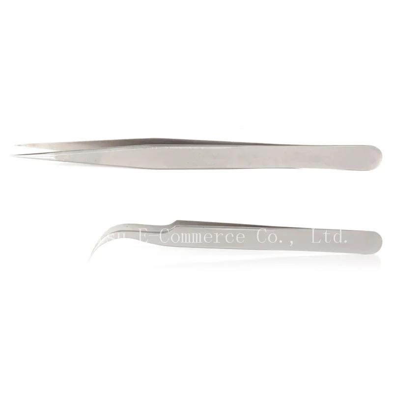 

Silver Stainless Eyelash Tweezers Steel Hairdressing Tools 10pcs Flat Planting Grafted Tufted Hairs Special Eyelash Tweezers