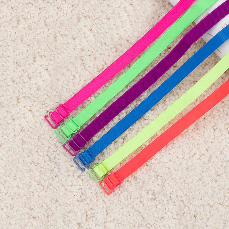 1CM Fashion Candy Color Bra Straps Fluorescent Shoulder Straps Summer Girl Cute Underwear Straps 5pairs lot