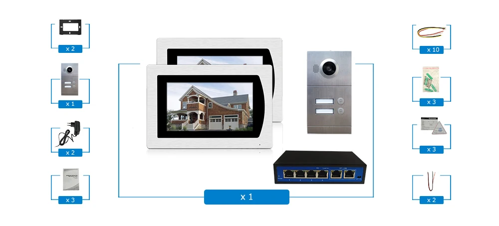 Wifi IP видео домофон система беспроводной видео дверной звонок 7 ''сенсорный экран для 2 этаж квартиры/8 зоны сигнализация Поддержка iOS