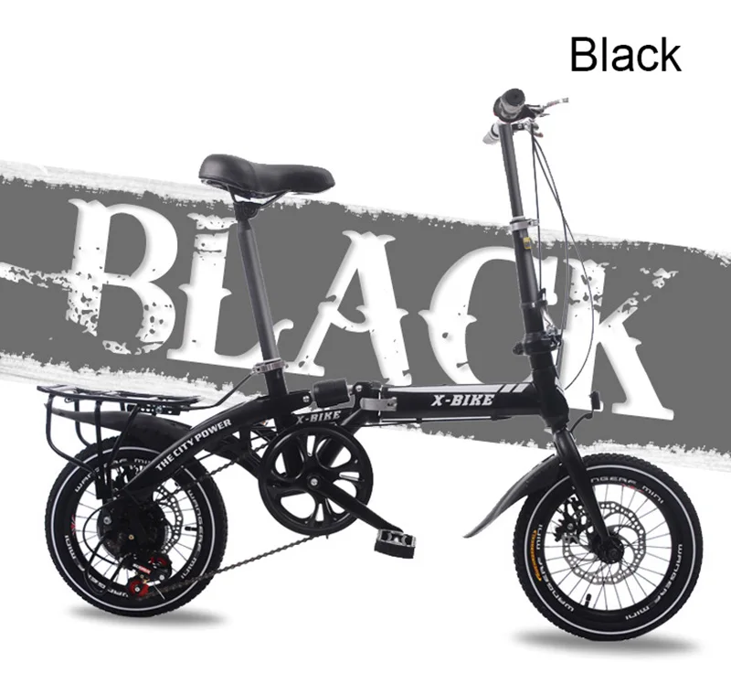 Flash Deal Adult Folding Bicycle Speed Change Two-Disc Brake 14-Inch Folding Car Small Portable Student Leisure Bicycle 21