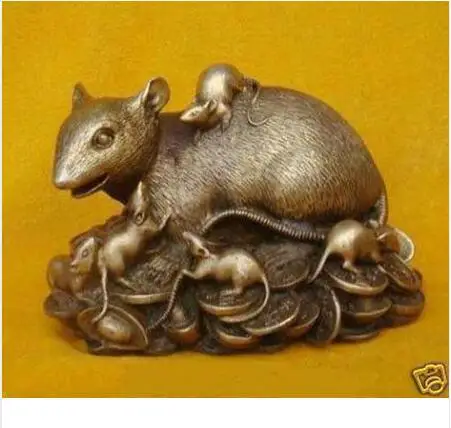 

Copper Brass CHINESE crafts decoration Chinese BRASS Statue Figurine Rat Mouse 4.8"Wide