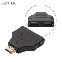 KIVOTEK 2 шт./лот 1x2 HDMI Splitter адаптер Мужской Двойной HDMI Женский 1 до 2 Way Splitter адаптер для HD ТВ DH для Xbox