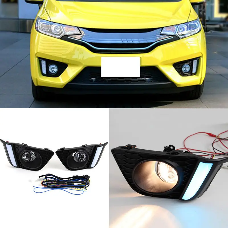 

For Honda Fit Jazz 2014-2016 2PCS ICE Blue DRL + 2PCS Fog Lamp Assembly