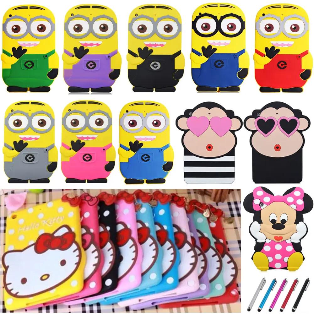 

3D Cartoon Hello kitty Rubber Shockproof Soft Silicone Back Cover Tablet Case Skin For iPad for ipad mini/2/3 7.9"inch PC