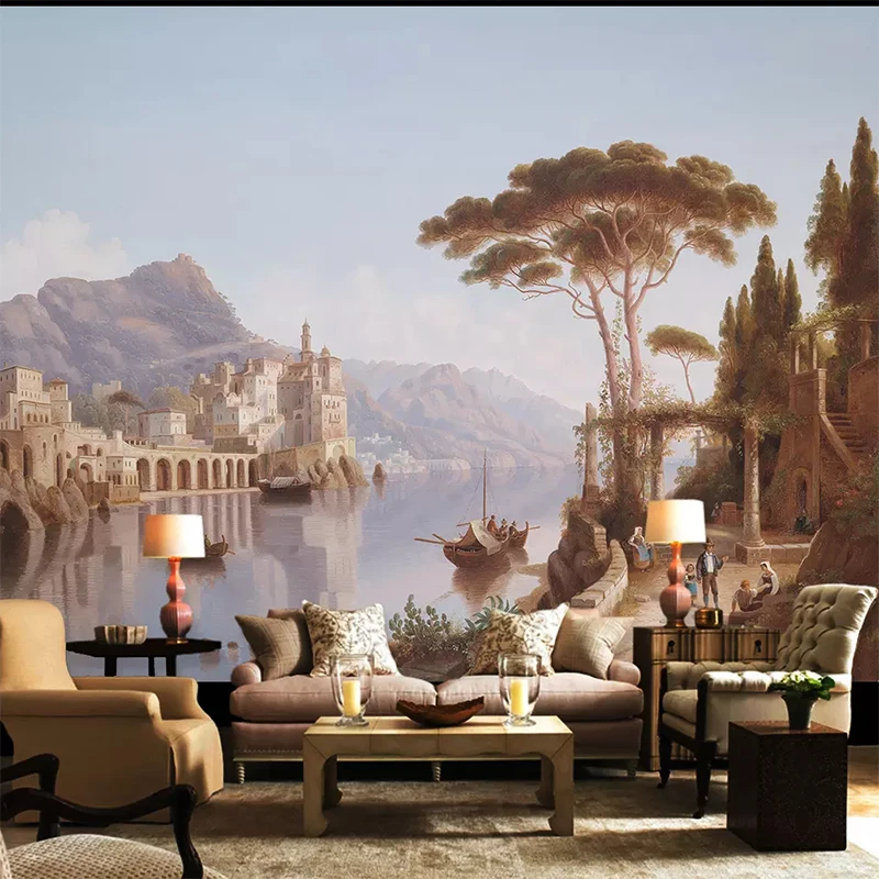 

European-style City Landscape Painting all Painting 3D Photo Wallpaper Living Room TV Decorative Wall Non-woven Waterproof Mural