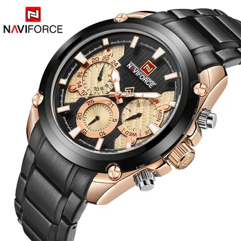 

NAVIFROCE Men Watches Top Brand Army Sports Military Wrist Watches Male Fashion Stainless Steel Quartz Date 24 Hour Analog Clock