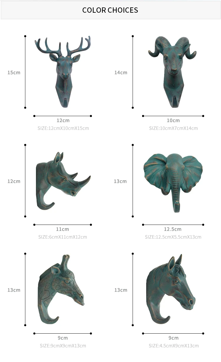 Roogo вешалка для ключей настенный Олень голова комнаты декоративный настенный крючок 6 упаковок Annimal настенная вешалка для одежды из смолы аксессуары для украшения дома