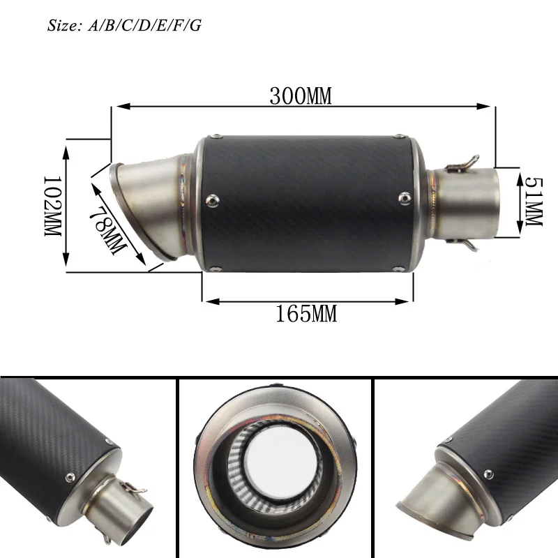 Мотоцикл Универсальный выхлопных Системы трубы без дБ убийца Slip 38-60,5 мм выхлопная труба для Kawasaki Ninja 350 ZX6R Yamaha R6 K6 78