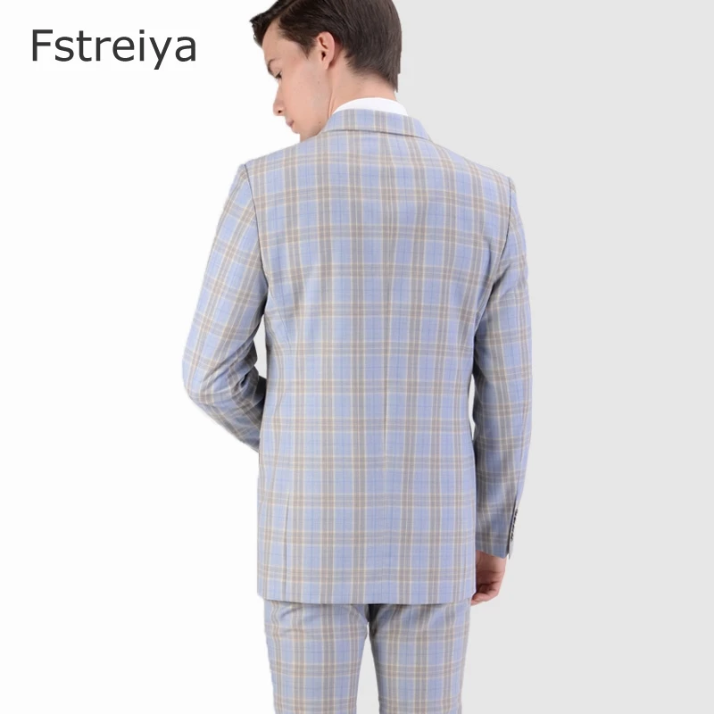 Custom made men double breasted Checked slim fit suit coustume homme wool men clothing 2 pieces customized wedding suits for men Custom made men double breasted Checked slim fit suit coustume homme wool men clothing 2 pieces customized wedding suits for men