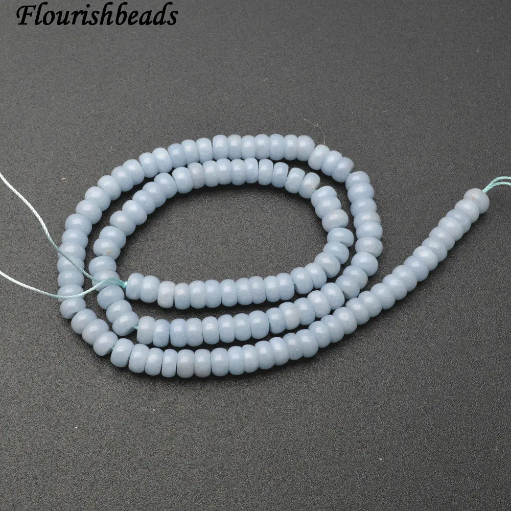 

4x6mm Natural Blue Angelite Stone Rondelle Spacer Loose Beads 5 strands per lot