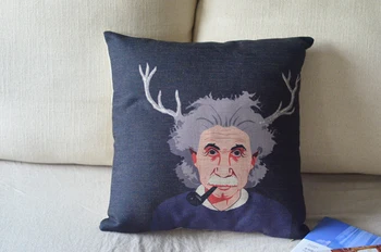 

long antlers Einstein cushion cover,postmodern minimalist pillow cover,cotton sofa cushion