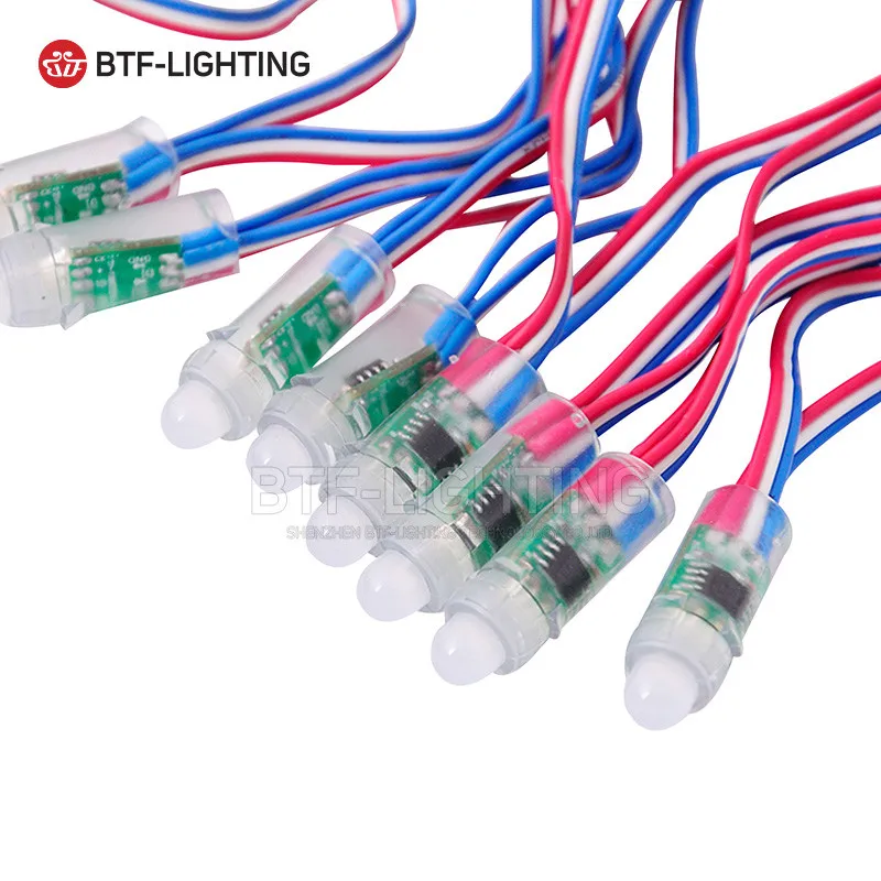 50 шт./100 шт. 12 мм WS2811 IC RGB светодиодный пиксели Модуль светильник черный/зеленый/RWB провода кабель IP68 DC5V/DC12V Праздники/Рождество/фестиваль