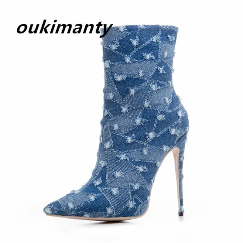 

Platform High Heels Autumn Woman Ankle Boots Fashion Women Boots Hoof Heels Women Shoes Motorcycle Slip On #Y0794638F