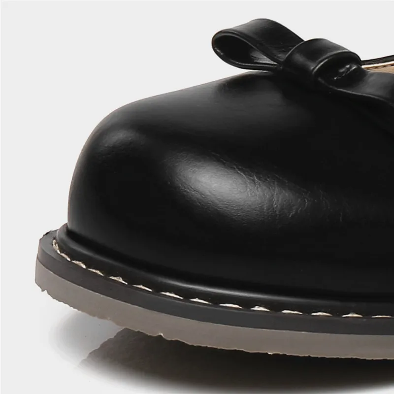 Odetina/классические женские туфли mary jane на плоской подошве с круглым носком и ремешком на щиколотке модная повседневная обувь с бантом для девочек Осенняя обувь, большой размер 43