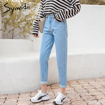 syiwidii Cotton white jeans woman high waist   5