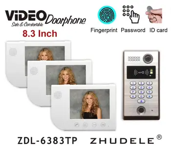 

ZHUDELE 8.3" Fingerprint Access Controller Video Door Phone RFID Card Reader&Fingerprint Video Apartment Doorbell Interphone 1V3