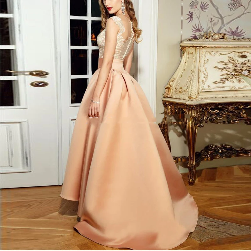 Vintage-2017-Peach-Color-High-Low-Evening-Dresses-WithAppliques-Lace-Long-Evening-Gowns-Sheer-Back