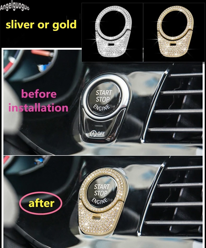 Car Engine Start Stop Switch Keyless Start System Button Cover Sticker For BMW 5 Series G30 G38 528/530/540Li 2017 8 Noble style