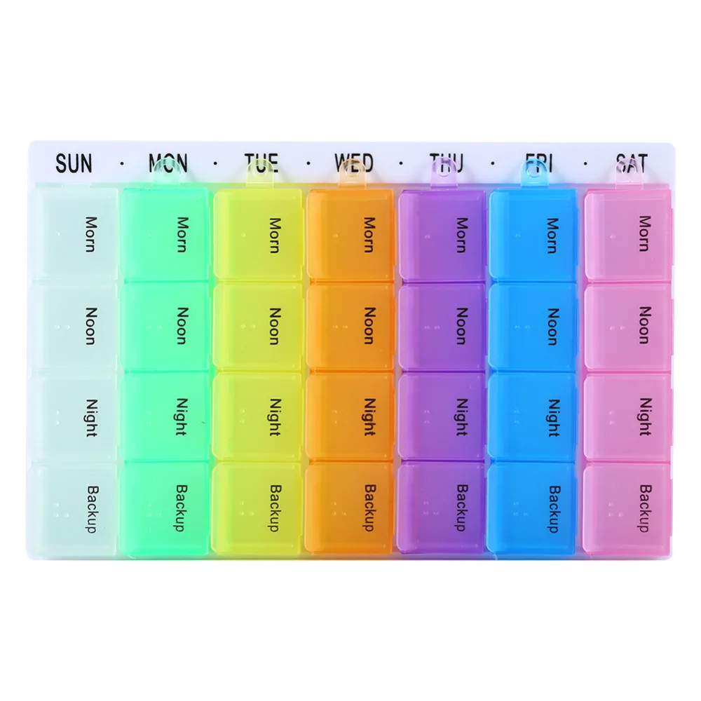 7 Days Weekly 28 Cells Large Capacity Tablet Pill Medicine Box Holder