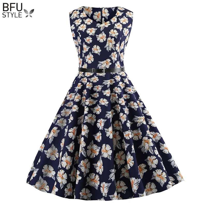 

Floral Print Vintage Rockabilly Dress Women Jurken 60s 50s Retro Big Swing Elegant Audrey Hepburn Dresses Vestidos Ukraine