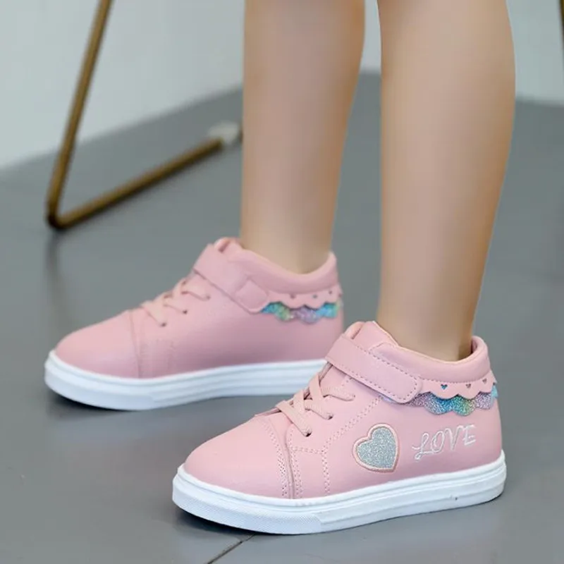 Tanie HaoChengJiaDe wiosna i jesień różowy PU wodoodporne miękkie czarne dzieci obuwie dziewczęce białe trampki chłopiec trampki dziecięce buty