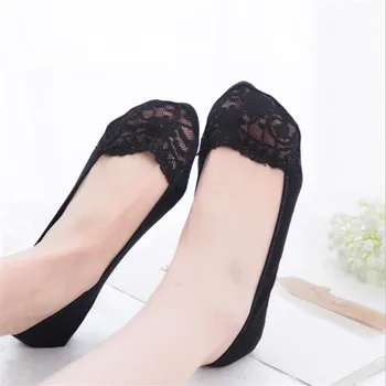 

5pairs=10pieces invisible socks women spring summer autumn women's colorful high heels lace socks ladies antiskid short socks