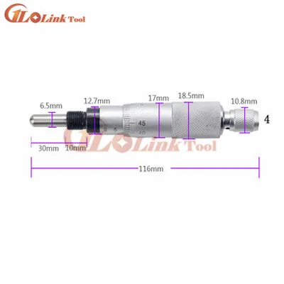 Серебряная плоская игла круглого типа головка микрометра 0-25 мм 0,01 мм с рифленой ручкой регулировки головка микрометра инструмент для измерения - Цвет: NO.4