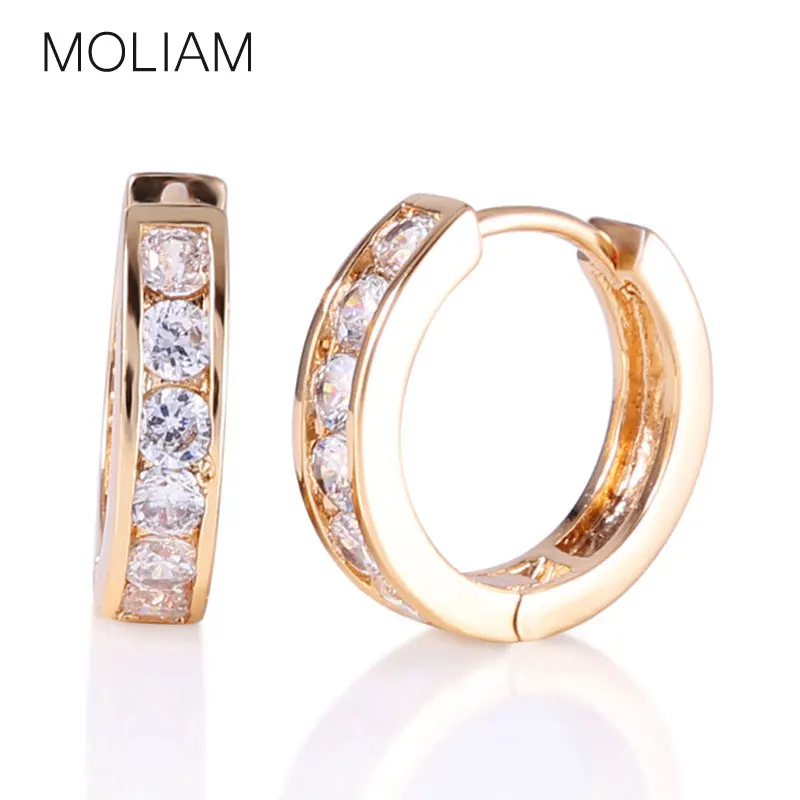 

MOLIAM Fashion Hoop Earrings for Women AAA White Cubic Zirconia Huggie Earring Quality Crystal Wedding Earings Jewelry MLE310