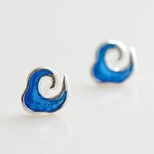 Форзац 925 пробы серебряные серьги-гвоздики с благоприятными облаками для женщин Китайский Элемент Стерлинговое Серебро-ювелирные изделия