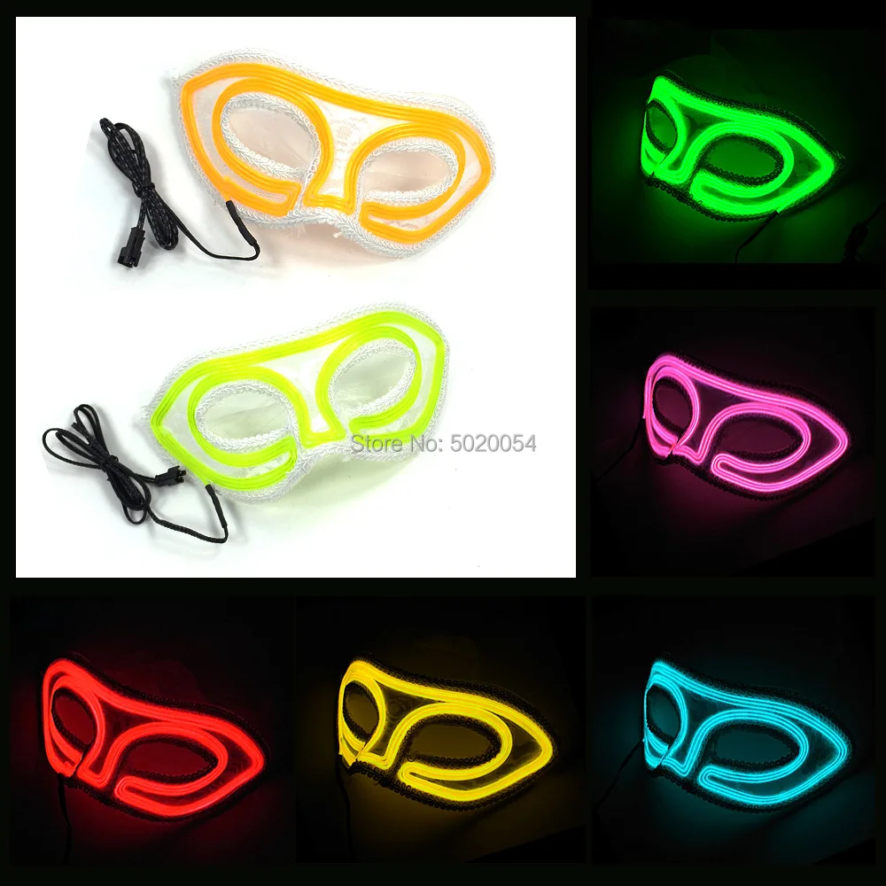 

Hot Selling Lace Neon Light Up Women Mask Party Festival Club Anonoyous Half Face Fascinating Flashing Female Mask