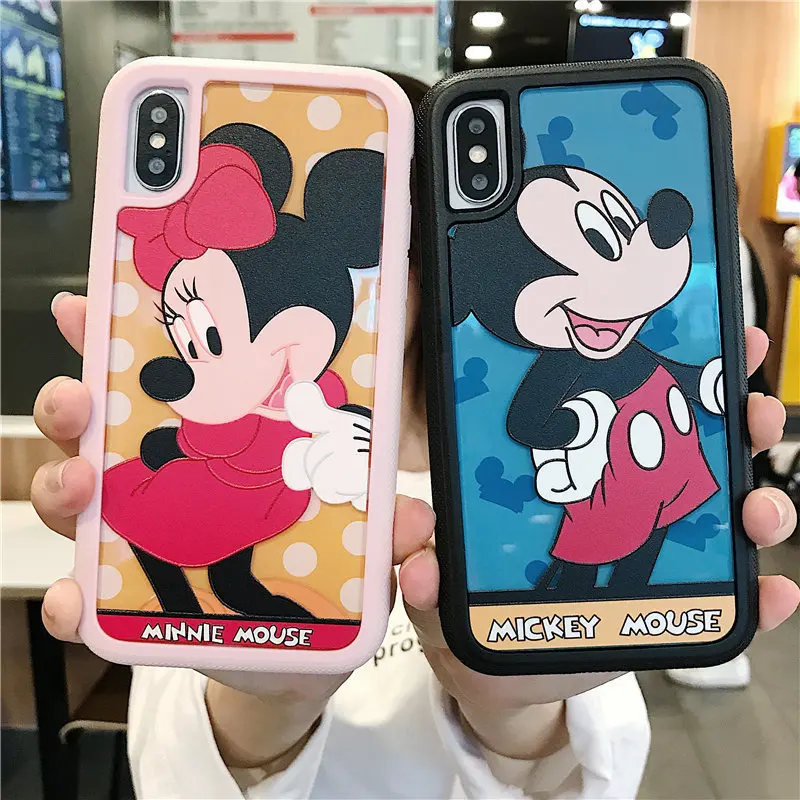 

For Cartoon Couple iPhone X XS Case 2 In 1 Embossed Relief Cute Hard Back Cover For Coque iPhone 7 8 6 S Plus Case